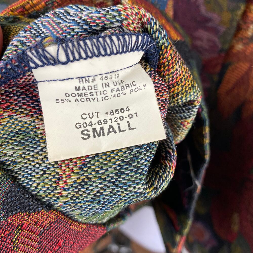 Vintage Touch O’ Blue Floral Earthy Boho Tapestry Chore Jacket Small - Picture 9 of 10